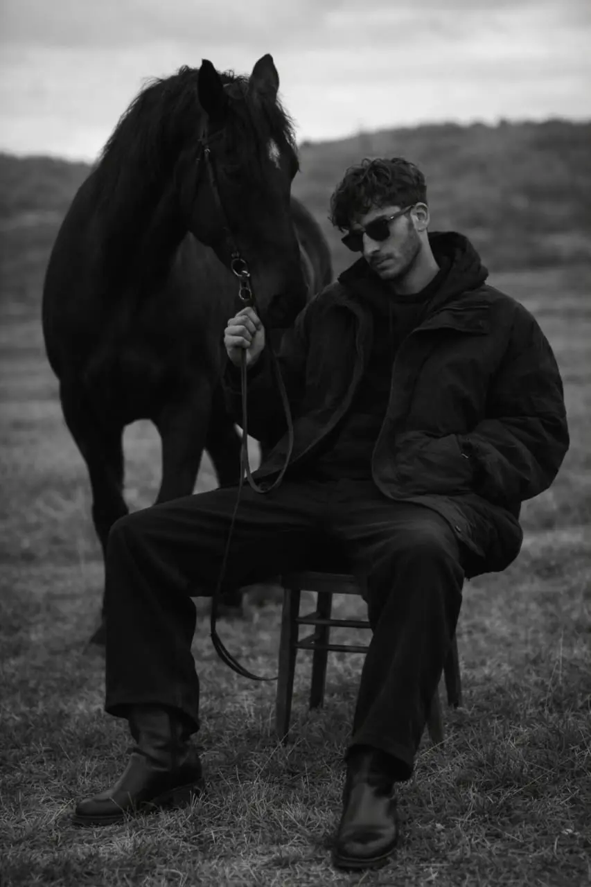Man & Horse in Monochro
